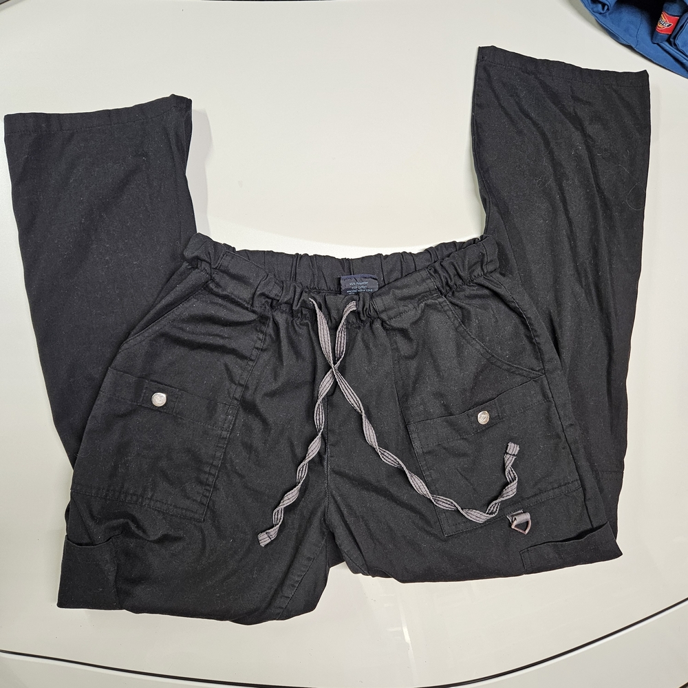 medgear black straight leg scrubs pants bottoms